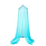 OctoRose Round Hoop Bed Canopy Netting Mosquito Net Fit Crib, Twin, Full, Queen, King (Teal Blue)