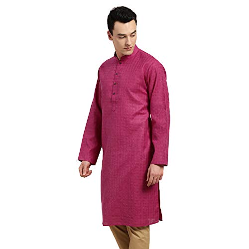 Image of SOJANYA Pastel Green Cotton Blend Kurta with Contrast Button Detailing