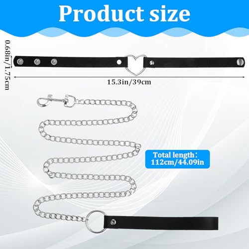 Heart Choker Collars Adjustable Detachable Leash Chain Set Soft Goth PU Leather Necklace Decorations for Women Party Cosplay2