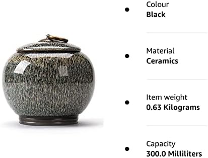 Ceramic Tea Jar Vintage Chinese Style Storage Jars Tea Tins Cans Black Canister Traditional Tea Caddy Sealed Lids Home Kitchen Dining Decoration (Large)