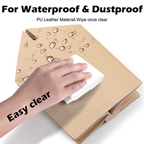 Tissue Box Cover, Tclouda, Modern PU Leather Square Tissue Box Holder for Creative Decorative, 2 Pack, Ideal for Bathrooms/Office/Car/Nightstand/Outdoor Tent/Dining Table, 5"X5"X5", Double Beige