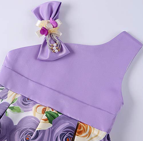 Flower Girls Dresses Child Christmas Halloween Easter Formal Bridesmaid New Year Knee Dress (Purple,150) #TOP1