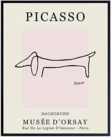 Pablo Picasso Wall Art & Decor - Dog Wall Decor - Mid-Century Modern Room Decor - Abstract Art - Minimalist Wall Decor - Line Art Wall Decor - Gallery Wall Art - Museum Posters - Art Gifts for Women