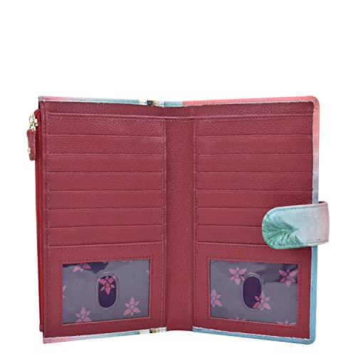 Anuschka Women’s Hand Painted Genuine Leather Cell Phone Case & Wallet - Snowy Cardinal, Gift of the Sea - Image 4