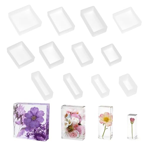 ◻ La confezione contiene dieci stampi rettangolari in silicone di varie dimensioni, che consentono di realizzare più progetti artigianali contemporaneamente o in sequenza.