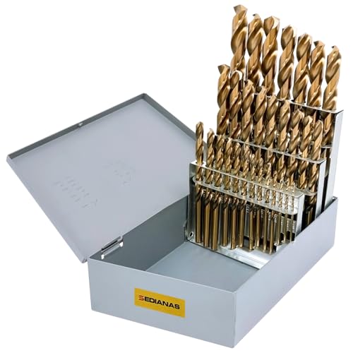 Cobalt Drill Bit Set - 29Pcs M35 High Speed Steel Twist Drill Bits for Hardened Metals, Stainless Steel, Cast Iron and Wooden Plastics with Metal Index Storage Box, 1/16
