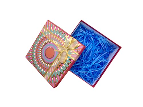 Image of Eco Sarras thin shredded paper crinkle paper grass strips gift tray decoration, gift hamper decorations, gift box fillers, wedding birthday & valentines day gift (100 Grams, Dark Blue)