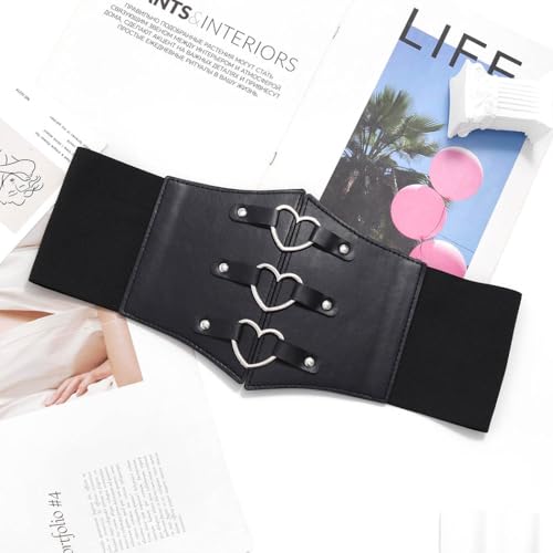 Urieo Heart Leather Black Corset Belt for Women4