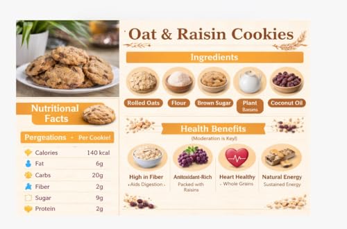 Image of MOM'S BAKERY Crunchy Oatmeal Cookies - Soft, Chewy & Freshly Baked Snack Treats- Ideal for Gifting | Eggless, No Palm Oil, No Preservatives | Healthy & High Fiber for Cravings for Tea Time-200 gm