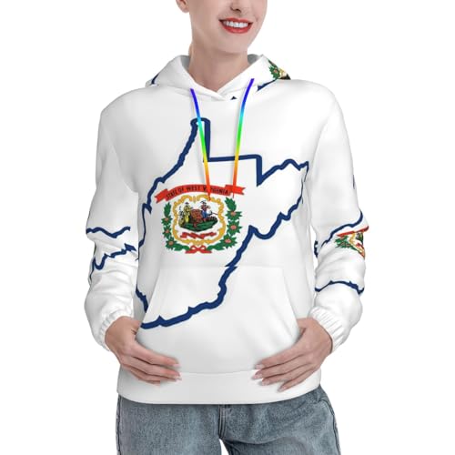 Sweat à capuche extensible Virginie-Occidentale pull doux imprimé avec poche