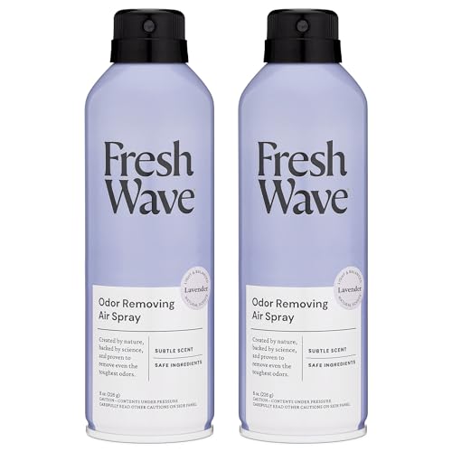 Image of Fresh Wave Lavender Air Freshener Spray, 8 oz, 2-Pack Room Odor Eliminator | Non-aerosol fine mist, Plant oil formula, Paraben- and phthalate-free, Bathroom and pet area safe, Fabric and furniture use