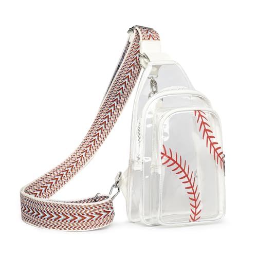 Clear Baseball Bag for Stadium Events, Clear Sling Bag Purses for women Crossbody Transparent, Crossbody Purses for Concerts Sports