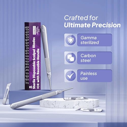 MyMed 10R Blades Dermaplaning Razor for Women Face 10R Blades with Scalpel Handle - Pack of 15 Dermaplane Blades Scalpel 10R + Dermaplane Handle #3, Size 10R Scalpel Blades, Dermaplane Blades 10R - Thumbnail 5