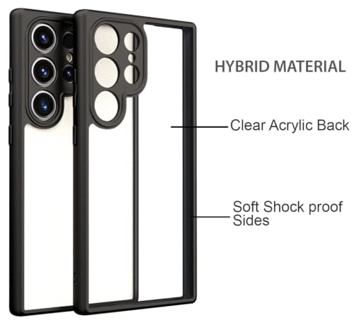 Image of VONZEE Clear Back Case Cover for Samsung Galaxy S24 Ultra 5G | Shockproof Design | Hard Back Cover Case for Samsung Galaxy S24 Ultra 5G (PC & TPU, Black)