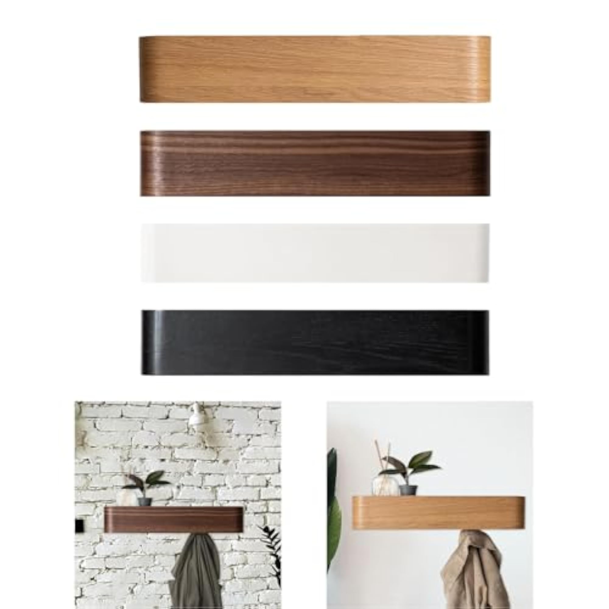 Wall Mounted Coat Rack, Solid Wood Minimalist Key Holder