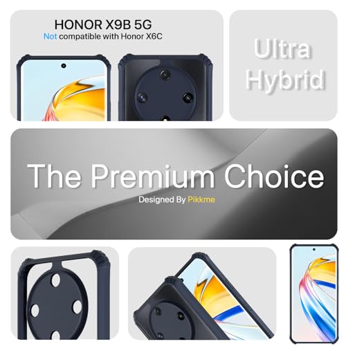 Image of Pikkme Back Cover for Honor X9b 5G | Ultra Hyrbid | Full Camera Protection | Raised Edge | Crystal Clear Transparent Bumper Case (Blue)