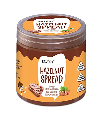 Image of Savory Hazelnut Spread | Made with Finest Cocoa & Hazelnut | No Added Colour & Flavour | Ready to Eat | Rich in Nutrients | Smooth & Delicious Chocolate Spread | (400g)