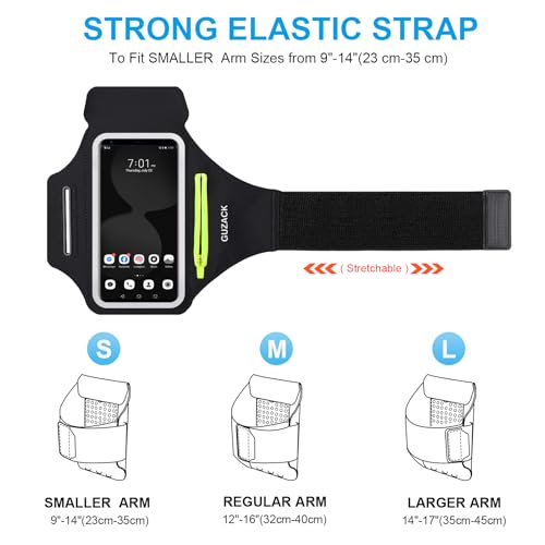 GUZACK Running Armband for iPhone 18 Pro Max 17 16 15, Galaxy S26 S25 S24, with Card Slot & Key Pockets, Running Phone Holder, Fit Up to 6.9 Inches Phone - Size S (Smaller Arm 9-14 in) - image 4