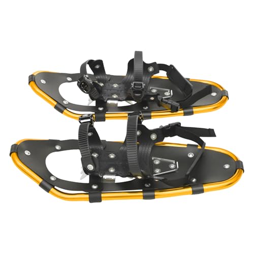 21 Inch Snowshoes & Trekking Poles Bundle, Lightweight All Terrain Snow Shoes with 3-Section Adjustable Trekking Poles and Carry Bag for Children Men Women, 66-154lbs Load Capacity (Grey+Gold+ Black) - Thumbnail 5