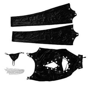 EXCEART Vruwen Sexy Lingerie Vr Sex Pu Lederen Bsuit BChain Clubwear Thngs BalHalter Jarretels Paar Plezier Speelged…