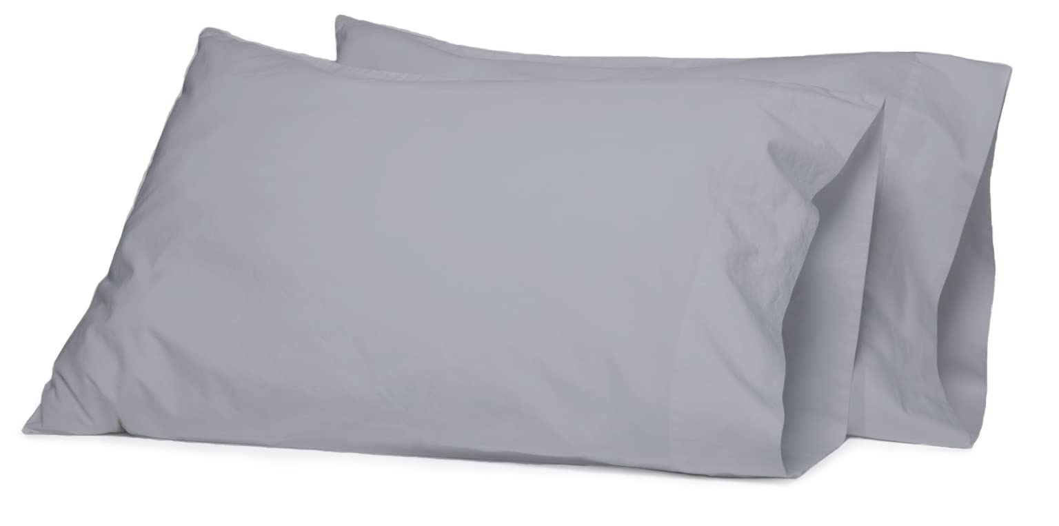 2 Pack 100% Egyptian Cotton Pillowcases | Ultra Soft Premium Quality Housewife 200 Thread Count Plain Pillow Case Cover For Bedroom (50 X 70cm) (Silver)