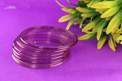 Image of STYOLLO Viral Jelly Transparent Plain Glass Chudi Set For Women & Girls | Traditional Bangle Set | Stylish Bangles For Girls | Ethnic Wedding, Festive & Daily Jewelry | Classic Designer Churi - Set Of 12