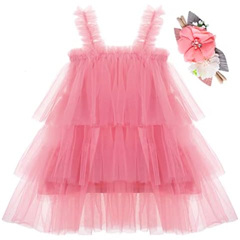 AJEUNGAIN Baby 3 Schicht Tüll Kleid Ärmellos Prinzessin Kleid Mädchen Cover