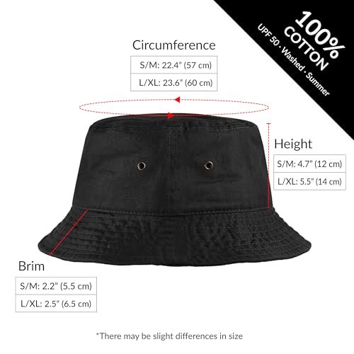 Bucket Hat - Unisex 100% Cotton & Denim UPF 50 Packable Summer Travel Beach Sun Hat(S/M, Yellow) - Thumbnail 6