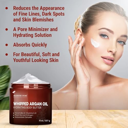 image for MAJESTIC PURE Whipped Argan Oil Body Butter for Women & Men - With Cer