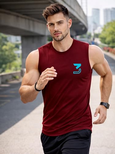 Image of 3Colours RGB Fitness Designer Gym Stringer Vest, Gym Vest, Racer Y Back, Sports Tank Tops, Sando for Men C Cut-3 Logo