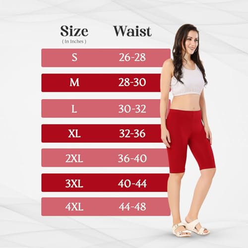 Image of TRASA Women's Cotton Fashion Biker Workout Cycling Shorts, Avialable Sizes: S,M,L,XL,2XL,3XL