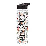 Studio Oh! OCS Designs Tritan Water Bottle - 24-Ounce Travel Cup - Secret Garden BLESSED Drinking Bottle with Straw - Ideal Use for Kids, Adults, Sports, Gym, & Camping - BPA-Free