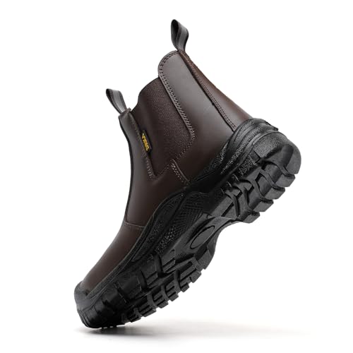 Image of DRKA Men's Chelsea Steel Toe Work Boots - Waterproof, Slip-Resistant, Anti-Puncture Safety Shoes for Construction & Outdoor Work