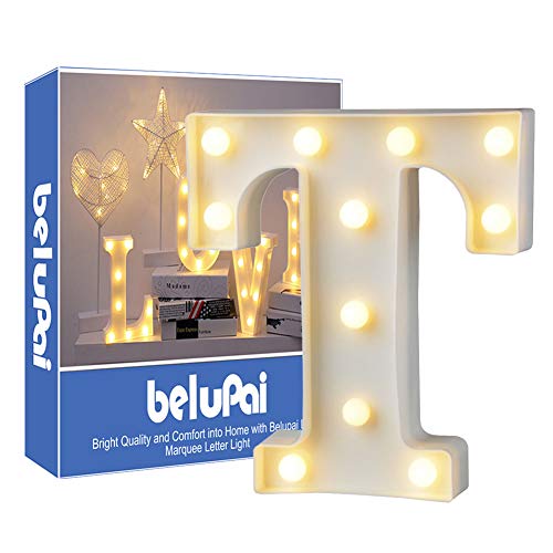 Letras Led Letras Luminosas Decorativas Letras Alphabet Light Luces De Espejo Del Alfabeto A-Z con Luces de LED para Decoración de DIY Wedding Party Dormitorio Decoración de Navidad- Letra T
