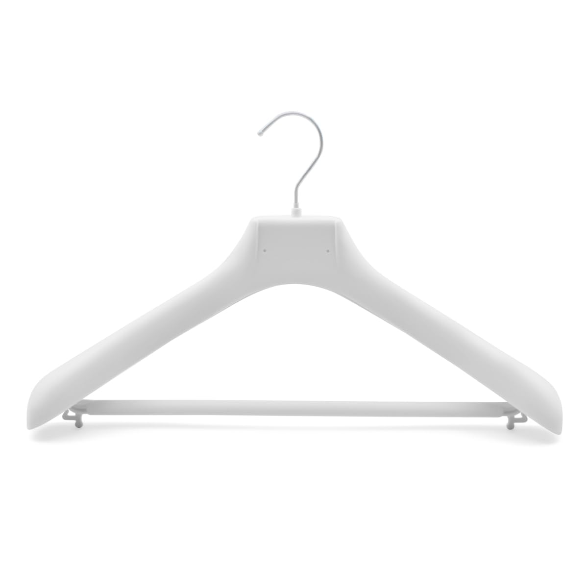 Kiroplast 12 weiße Samt-Kleiderbügel für Hosen, Jacke, große Schultern, rutschfest, mit Stange für Mäntel, Jacken, beflockte Krücken, Mäntel, Braut, Atelier, Kleiderbügel
