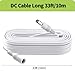 Tonton Power Extension Cable 10M 33Ft 2.1mm x 5.5mm Compatible with 12V DC Adapter Cord for CCTV Security Camera System NVR DVR and Standalone IP Camera(White)