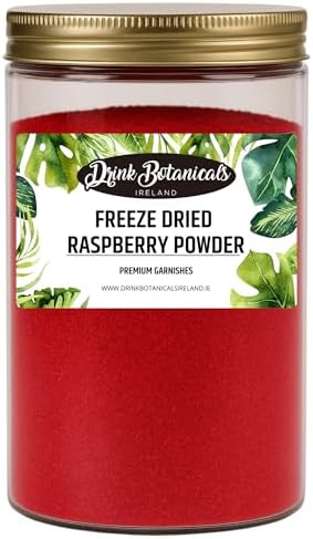 Freeze Dried Raspberry Powder | 100% Natural | 5.291 OZ | GMO Free | Raspberry Fruit Powder Dust For Baking, Cocktail Garnish, Cooking, Cakes, Icing, Smoothies | 150 Grams | Drink Botanicals Ireland