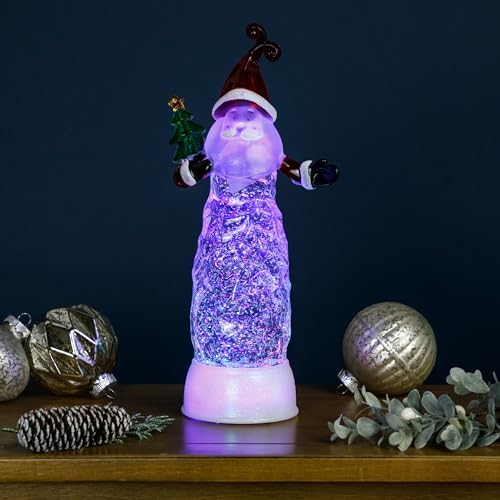 LED Lighted Santa Acrylic Christmas Snow Globe - 12
