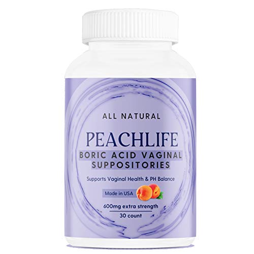 Boric Acid Vaginal Suppositories - 30 Capsules by Peachlife Inc - Made in