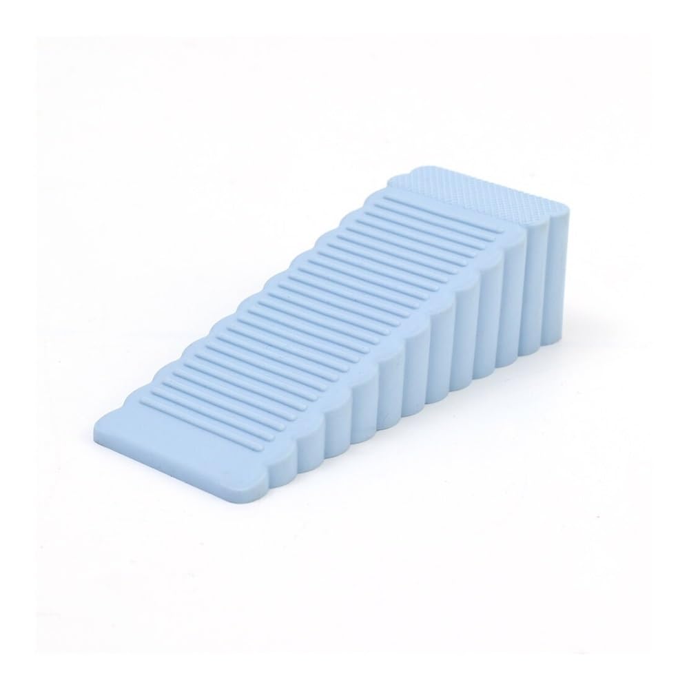Silicone Door Stopper Reusable Shock Absorbent Block Wedge Door Handle Stopper Home Office Door Anti-Collision Stopper(Blue)