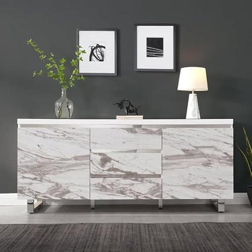 Furniture In Fashion Filo Sydney Large Sideboard Featuring 2 Doors and 3 Drawers in Elegant White Finish - Image 2