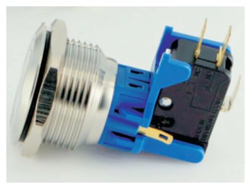 Interruptor de botón de 30mm y 15A PM301-LC-11Z/S con acabado metálico duradero 2