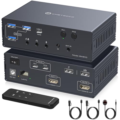 Station d'accueil KVM Thunderbolt pour 2 moniteurs et 2 PC 4K 120Hz USB C VEDINDUST
