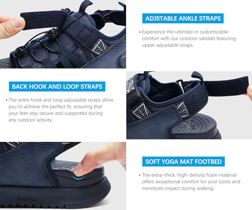 ONCAI Men Hiking Sandals, Arch Support Walking Sandals with Outdoor Orthotic Footbed for Plantar Fasciitis, Hombre Sandalias Recovery Sport Size 7-144