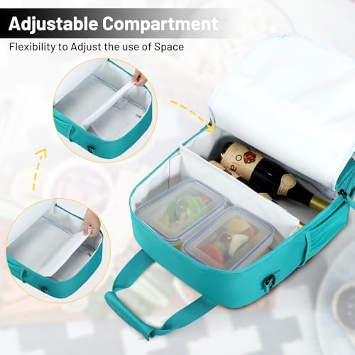 Image of MIER Small 16L Insulated Cooler Backpack with Removable Divider, Lightweight Soft Wine Cooler Bag for Beach Travel Work Picnics Camping, Portable Lunch Backpack for Men Women,Teal
