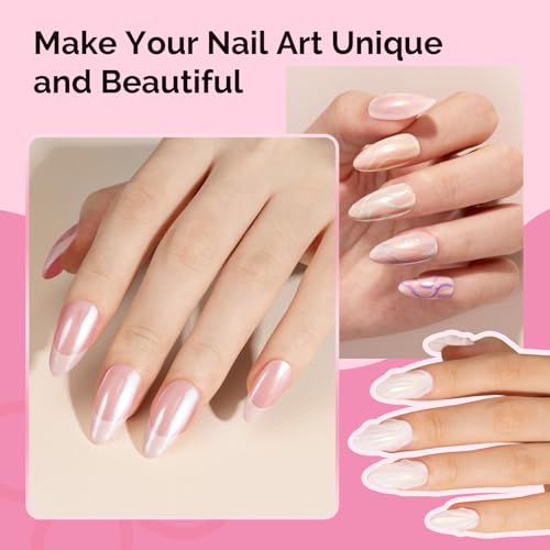 Image of MelodySusie 4Pcs Chrome Nail Powder for Gel Nails, Aurora Fine Glitter Powder Mirror Effect Pigment Pearlescent Mermaid Pigment Pearl Glitter for Home DIY Salon Use