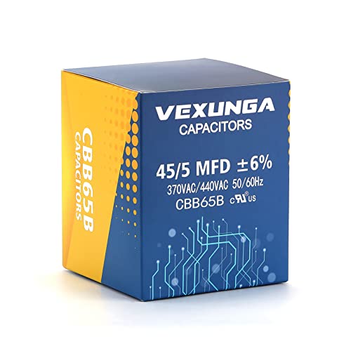 image for VEXUNGA 45/5 uF 45+5 MFD 370V or 440V Dual Run Start Round A/C Capacit