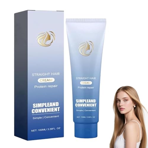Crema alisadora capilar con corrección proteínica, cremas alisadoras capilares nutritivas y de acción rápida, diseño sedoso y brillante con bajo olor para cabellos encrespados y secos (1 pc)