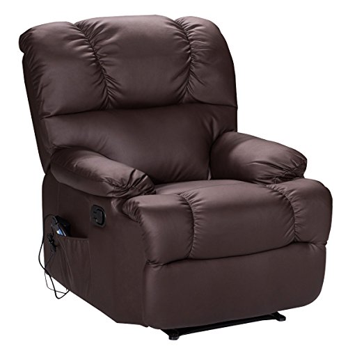 Giantex Sofa Heating Set and 8 Vibrating Modes, Ergonomic Full Body Leather Massage