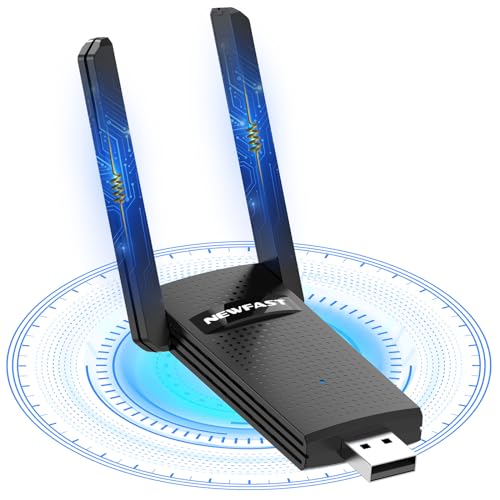 NEWFAST 1300Mbps USB Wifi Dongle for PC Dual Band AC1300 USB WiFi Adapter 2.4/5GHz Computer WiFi Internet Adapter, Wireless Adapter, WPA2/WPA3, Support Windows 11/10/8/8.1, Mac OS X 10.11-10